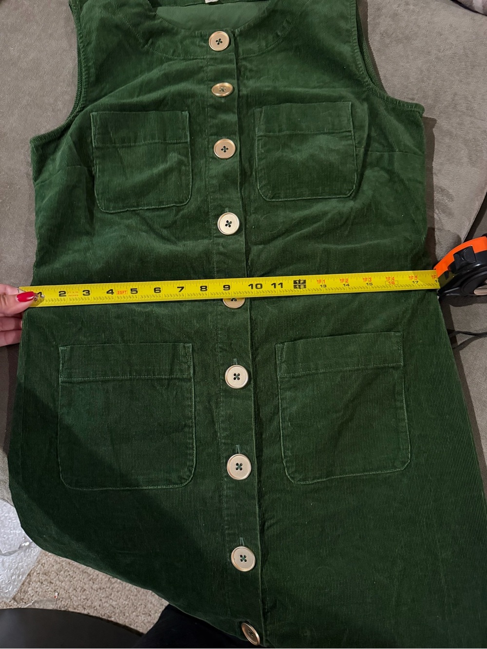 Boden Olive Green Corduroy Button-Front Dress - Picture 7 of 7